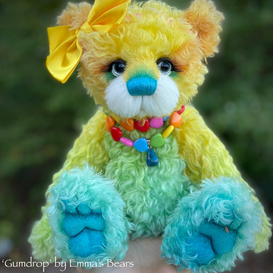 Gumdrop - 13" Hand-Dyed kid mohair bear by Emma's Bears - OOAK