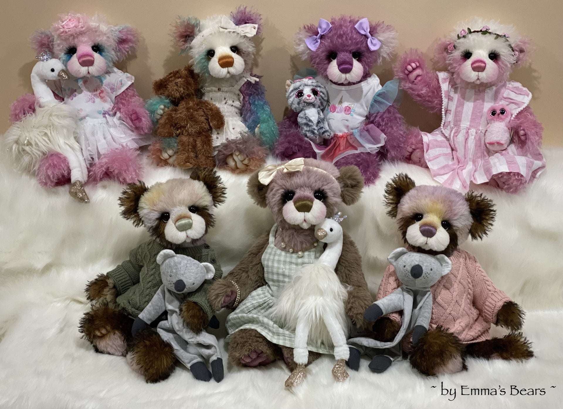 Copy of Unnamed Custom Bear THREE - 18" Lilac and White Mohair and Alpaca Artist Baby Bear by Emma's Bears - OOAK