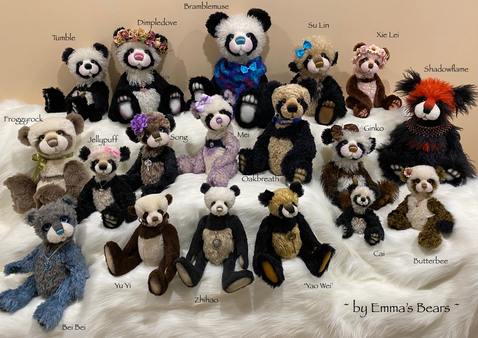 Bei Bei - 16" mohair artist panda bear by Emma's Bears  - OOAK