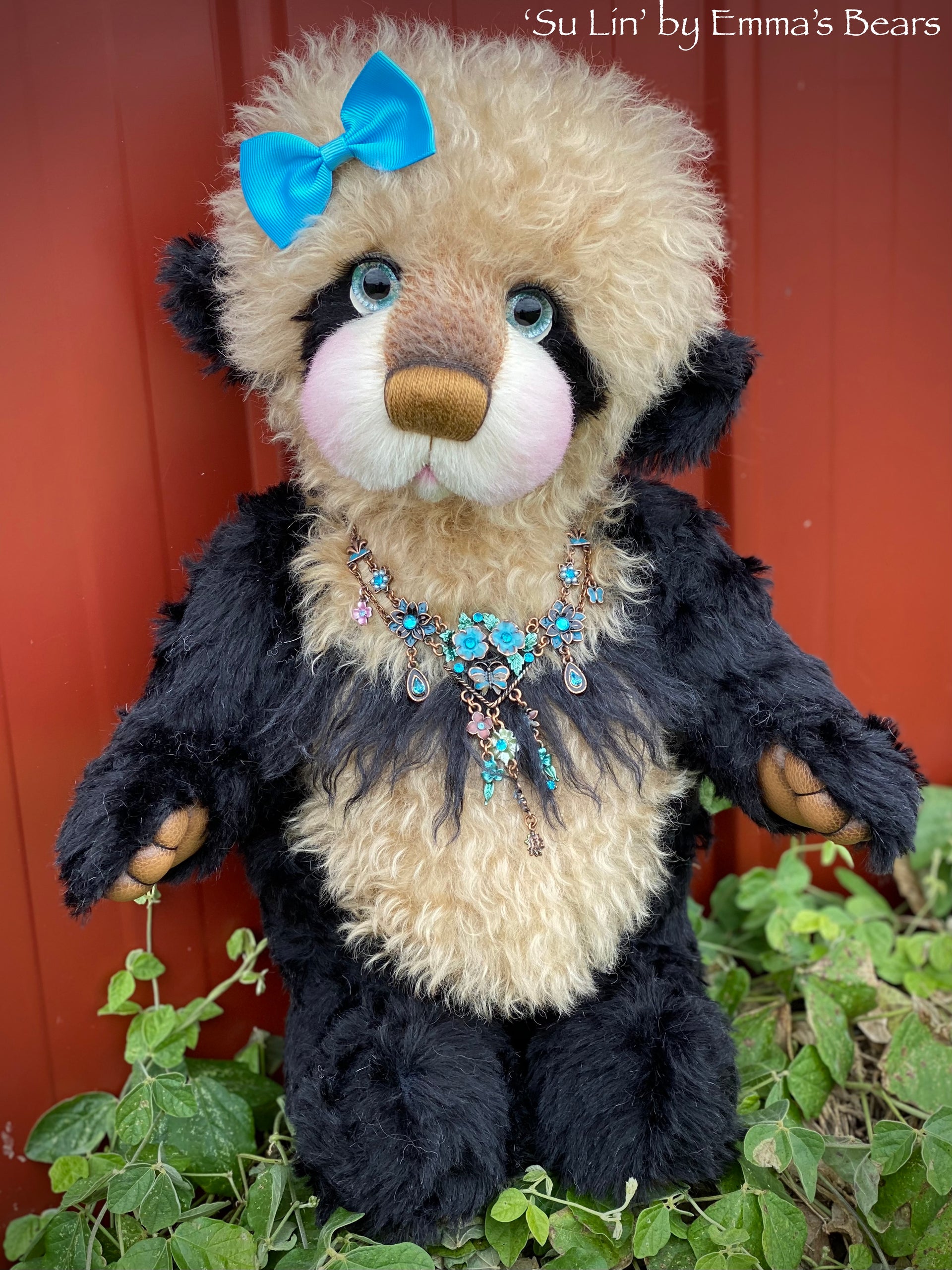 Su Lin - 17" mohair artist panda bear by Emma's Bears  - OOAK