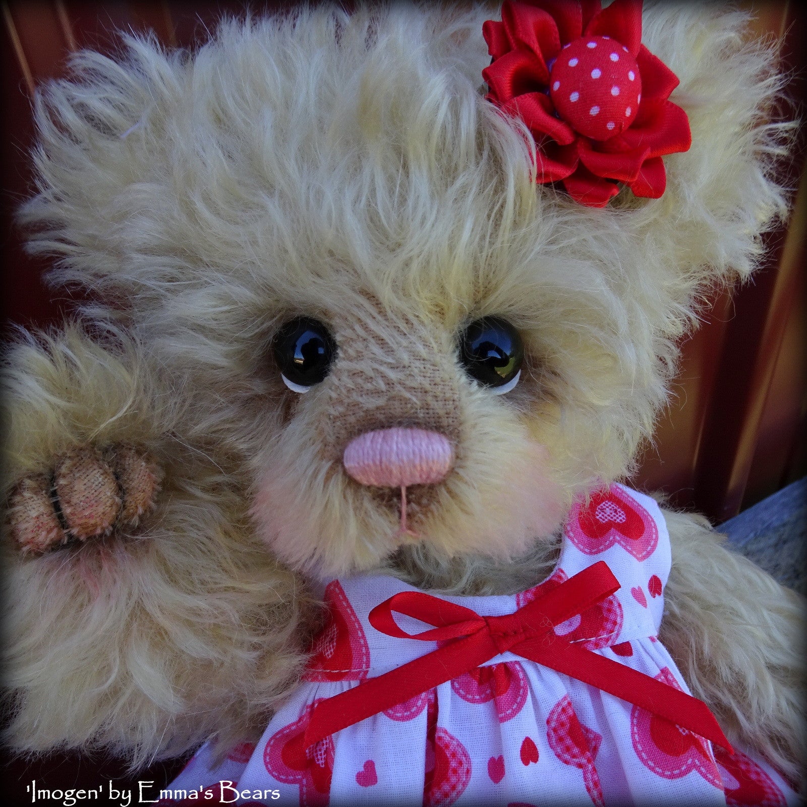 Imogen - 12" curly kid mohair artist bear by Emma's Bears  - OOAK