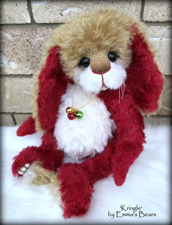 Kringle - 14" kid mohair Christmas artist bunny by Emmas Bears - OOAK