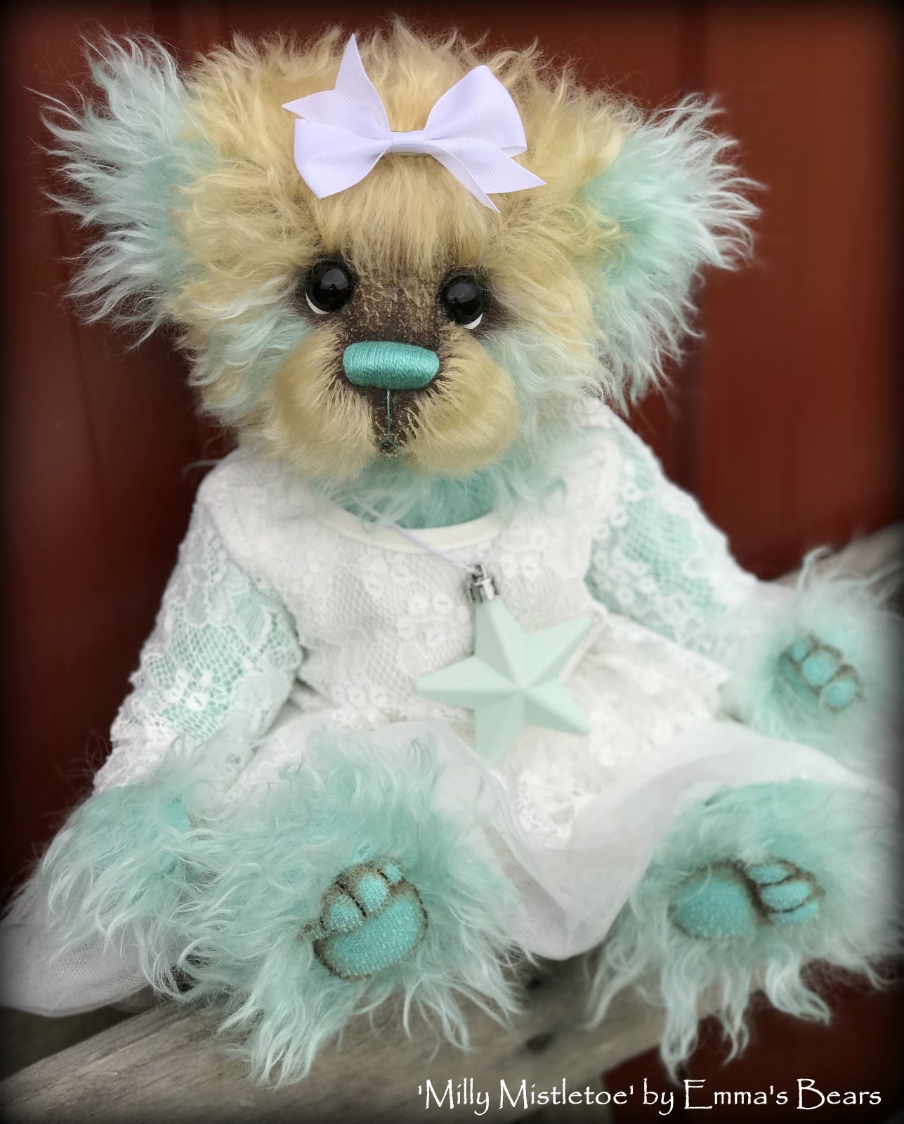 Milly Mistletoe - 16" MOHAIR Artist baby style Panda Bear by Emma's Bears - OOAK