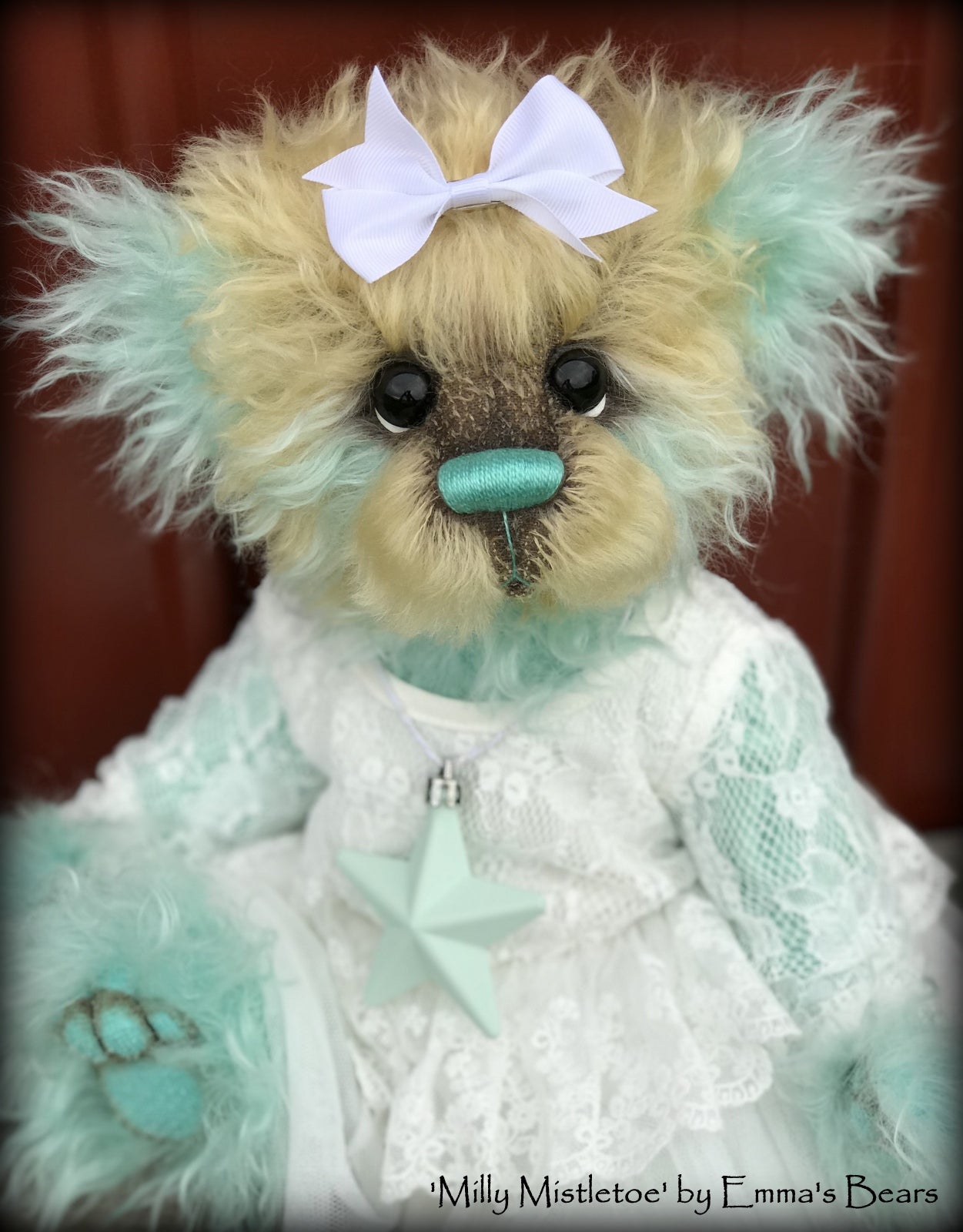 Milly Mistletoe - 16" MOHAIR Artist baby style Panda Bear by Emma's Bears - OOAK