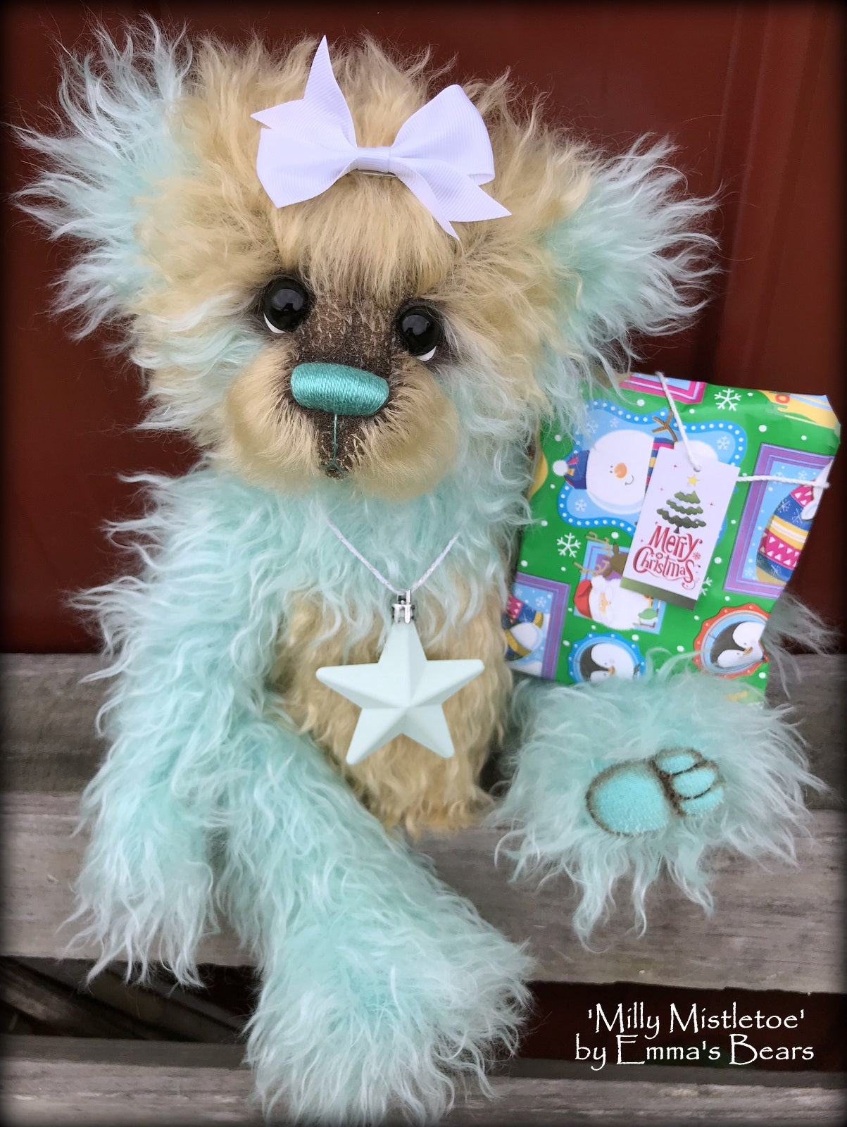 Milly Mistletoe - 16" MOHAIR Artist baby style Panda Bear by Emma's Bears - OOAK