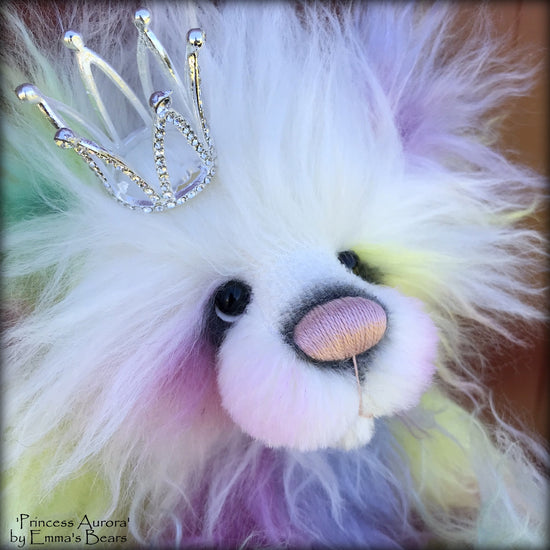 Princess Aurora - 13" hand-dyed rainbow mohair Artist Bear by Emma's Bears - OOAK