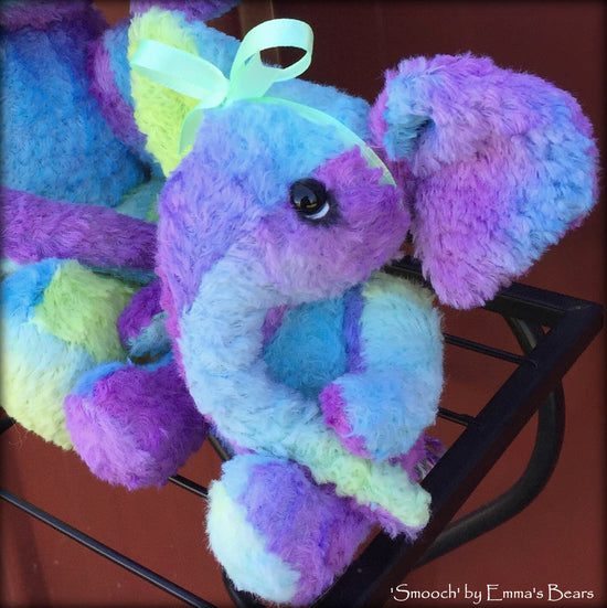 Smooch - 5in Hand-dyed viscose Artist Elephant by Emmas Bears - OOAK