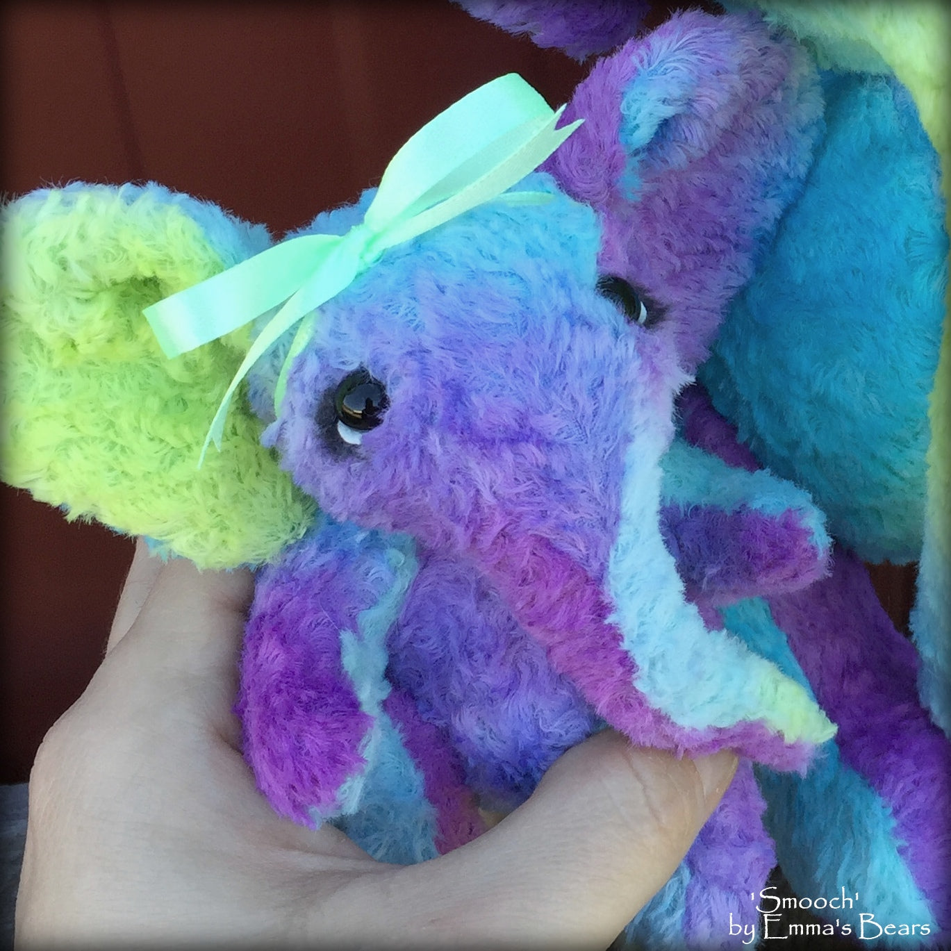 Smooch - 5in Hand-dyed viscose Artist Elephant by Emmas Bears - OOAK