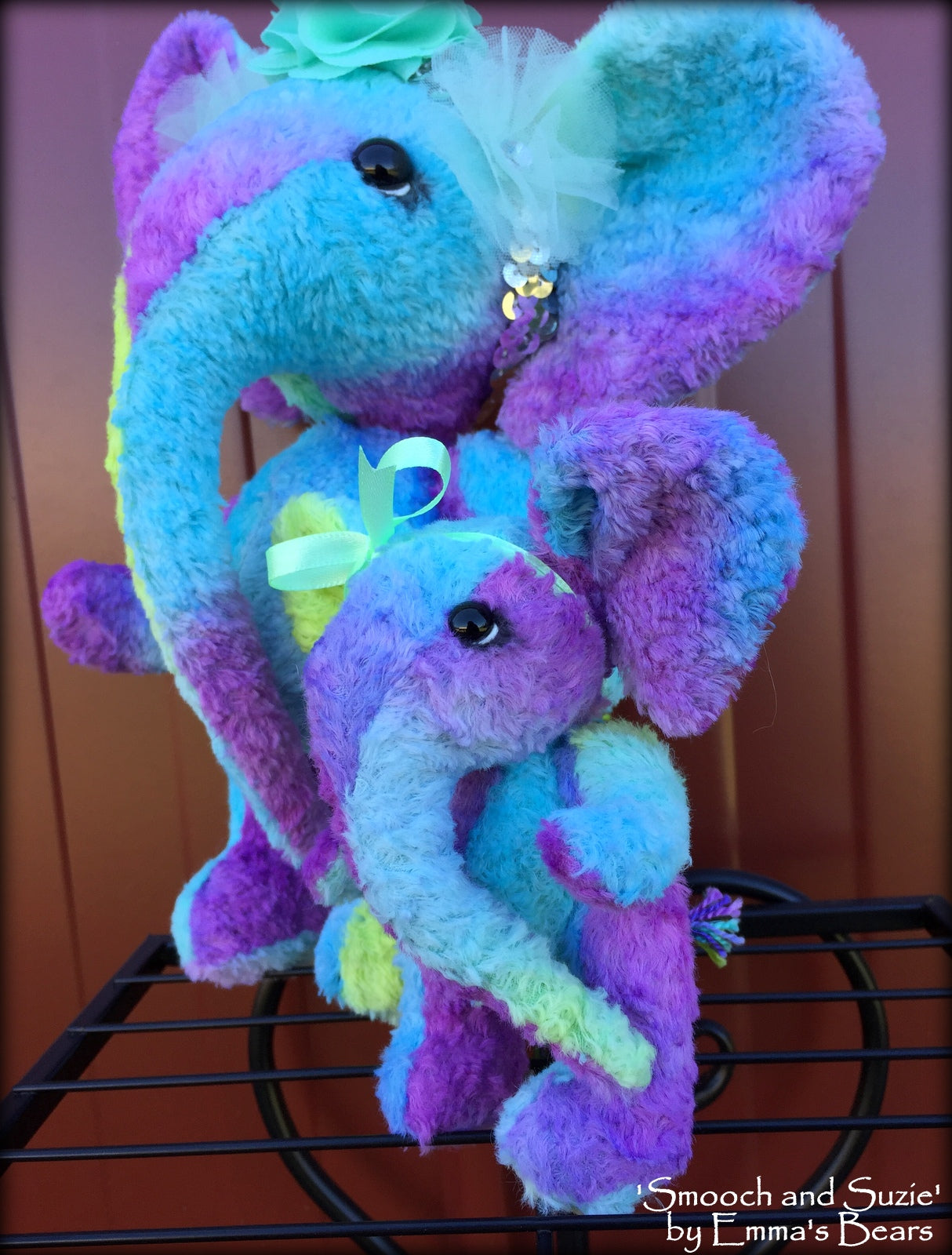 Smooch - 5in Hand-dyed viscose Artist Elephant by Emmas Bears - OOAK