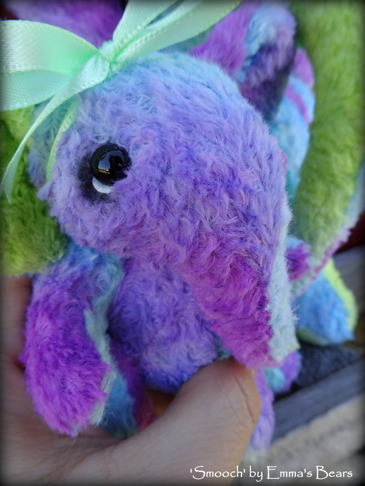 Smooch - 5in Hand-dyed viscose Artist Elephant by Emmas Bears - OOAK