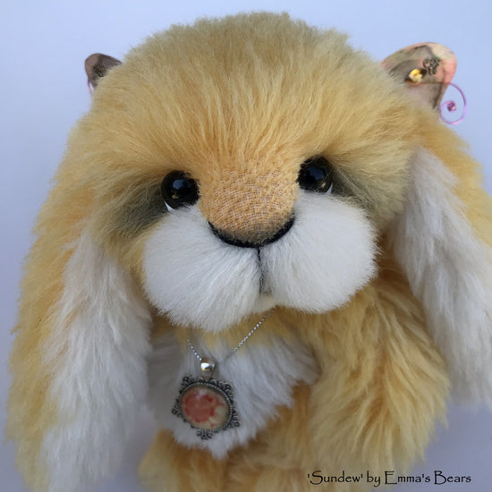Sundew - 9" Hand dyed alpaca artist Easter Bunny by Emma's Bears - OOAK