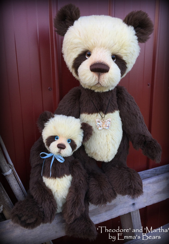 Martha and Theodore - 22" and 15" ALPACA artist bear set  - OOAK by Emma's Bears