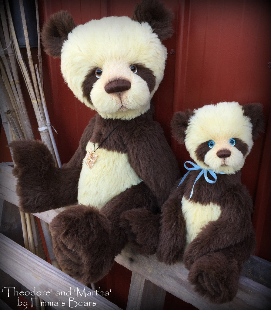 Martha and Theodore - 22" and 15" ALPACA artist bear set  - OOAK by Emma's Bears