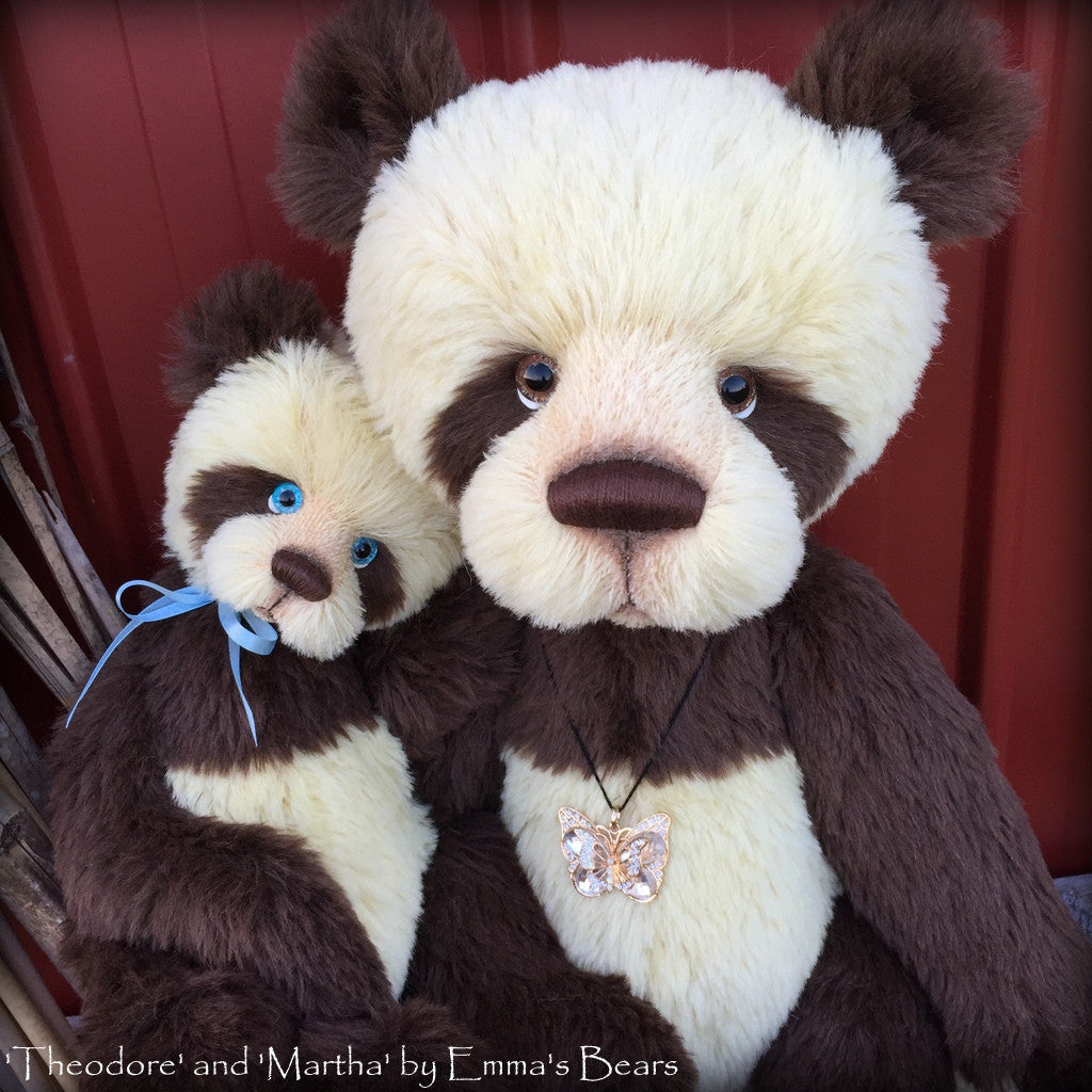 Martha and Theodore - 22" and 15" ALPACA artist bear set  - OOAK by Emma's Bears