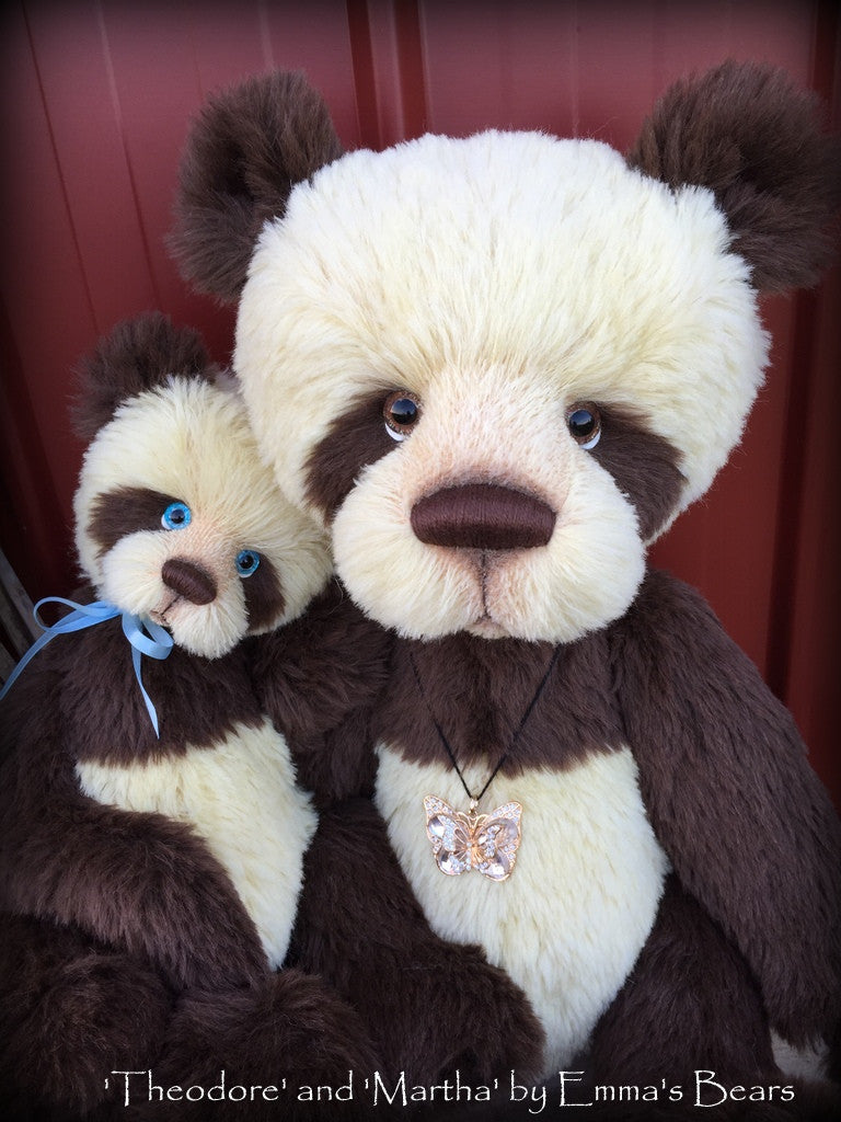 Martha and Theodore - 22" and 15" ALPACA artist bear set  - OOAK by Emma's Bears