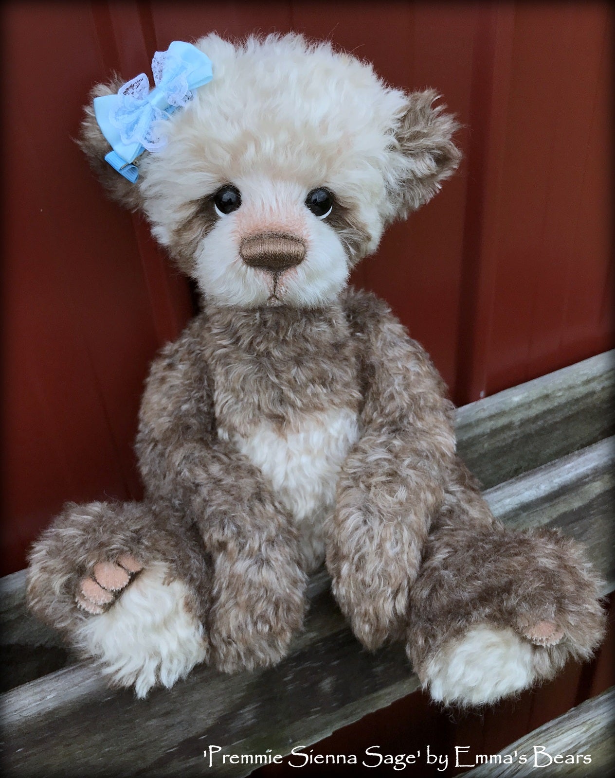 Premmie Sienna Sage - 16in hand dyed MOHAIR Artist baby style Bear by Emmas Bears - OOAK
