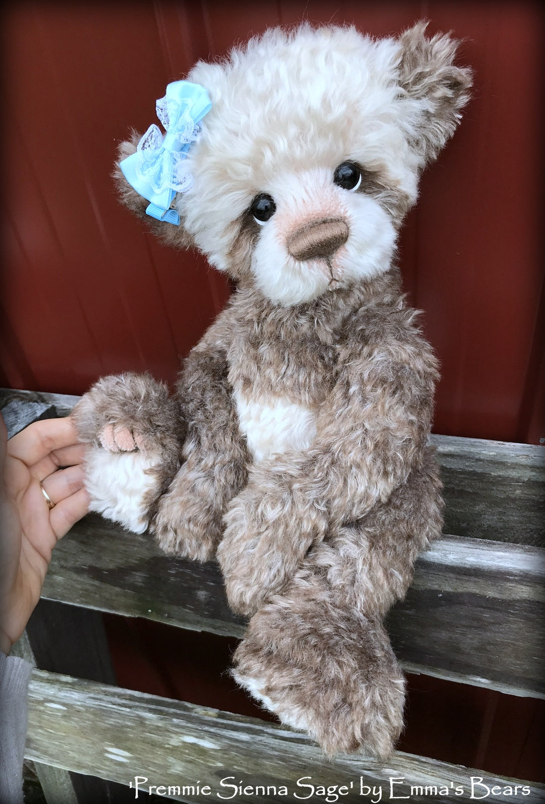 Premmie Sienna Sage - 16in hand dyed MOHAIR Artist baby style Bear by Emmas Bears - OOAK