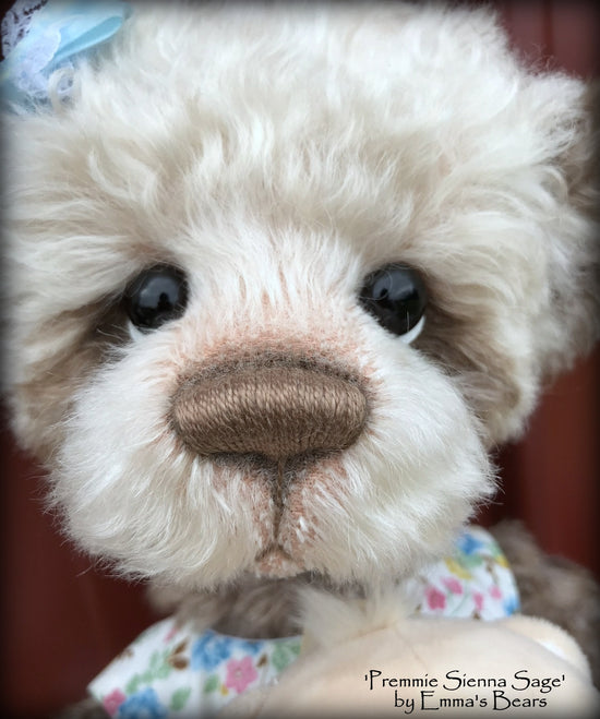 Premmie Sienna Sage - 16in hand dyed MOHAIR Artist baby style Bear by Emmas Bears - OOAK