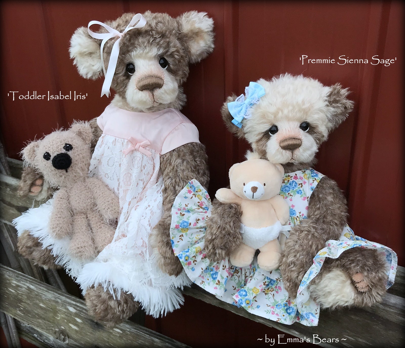 Premmie Sienna Sage - 16in hand dyed MOHAIR Artist baby style Bear by Emmas Bears - OOAK