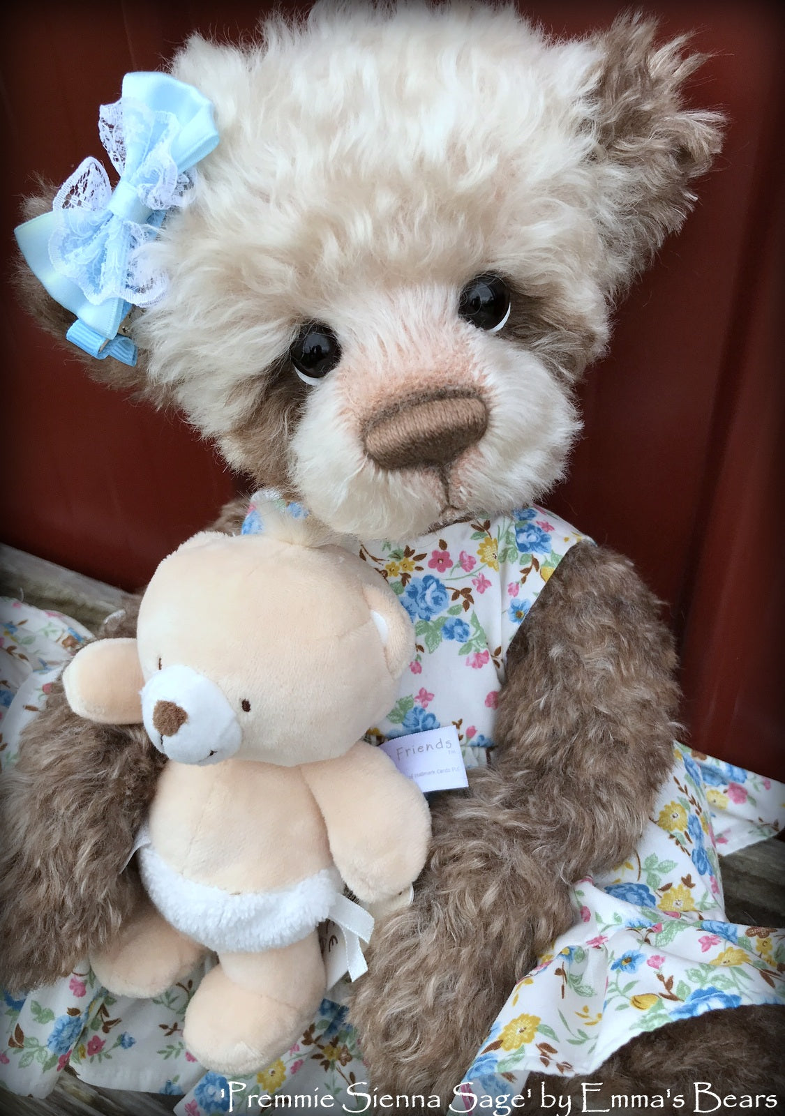 Premmie Sienna Sage - 16in hand dyed MOHAIR Artist baby style Bear by Emmas Bears - OOAK