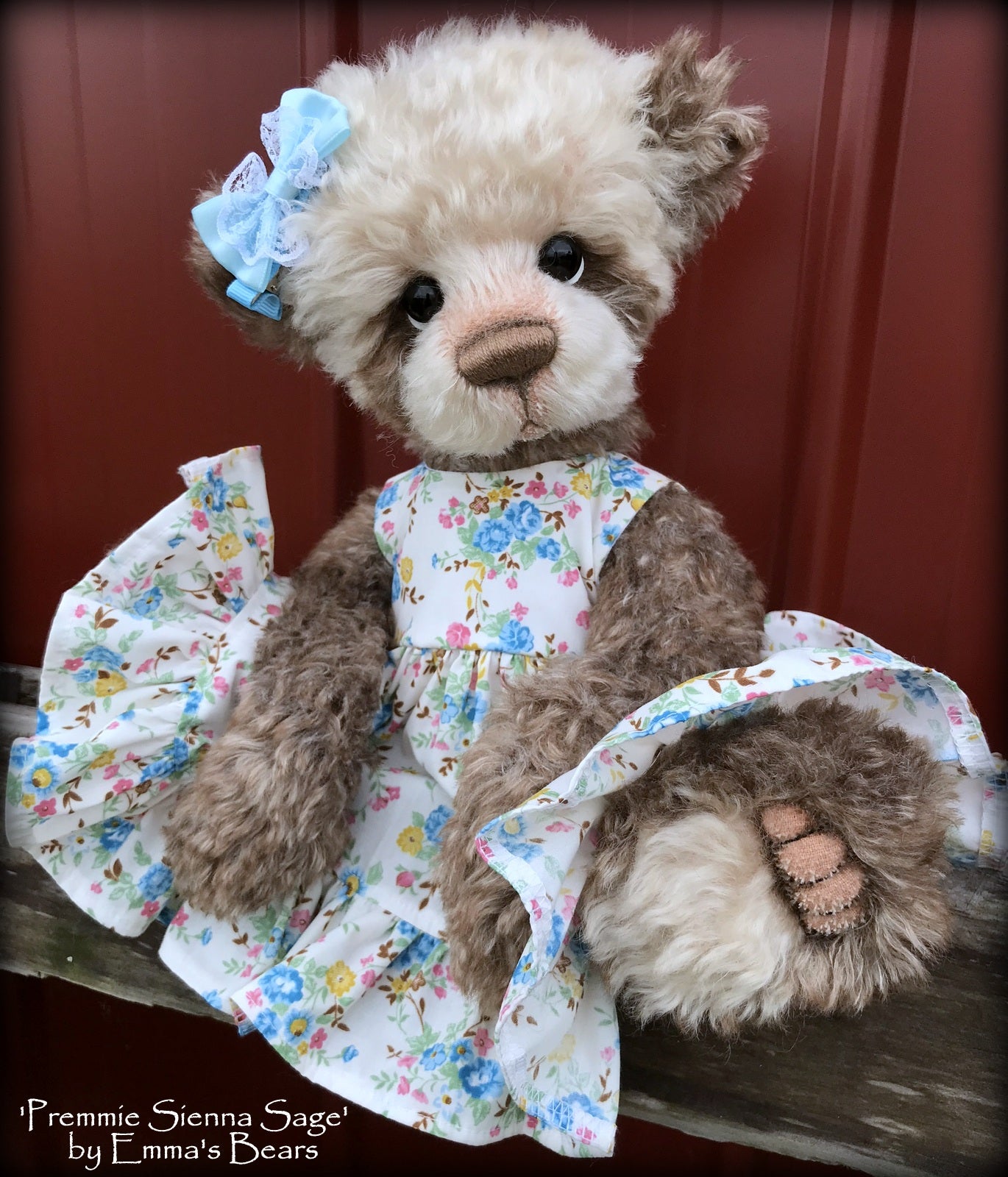 Premmie Sienna Sage - 16in hand dyed MOHAIR Artist baby style Bear by Emmas Bears - OOAK