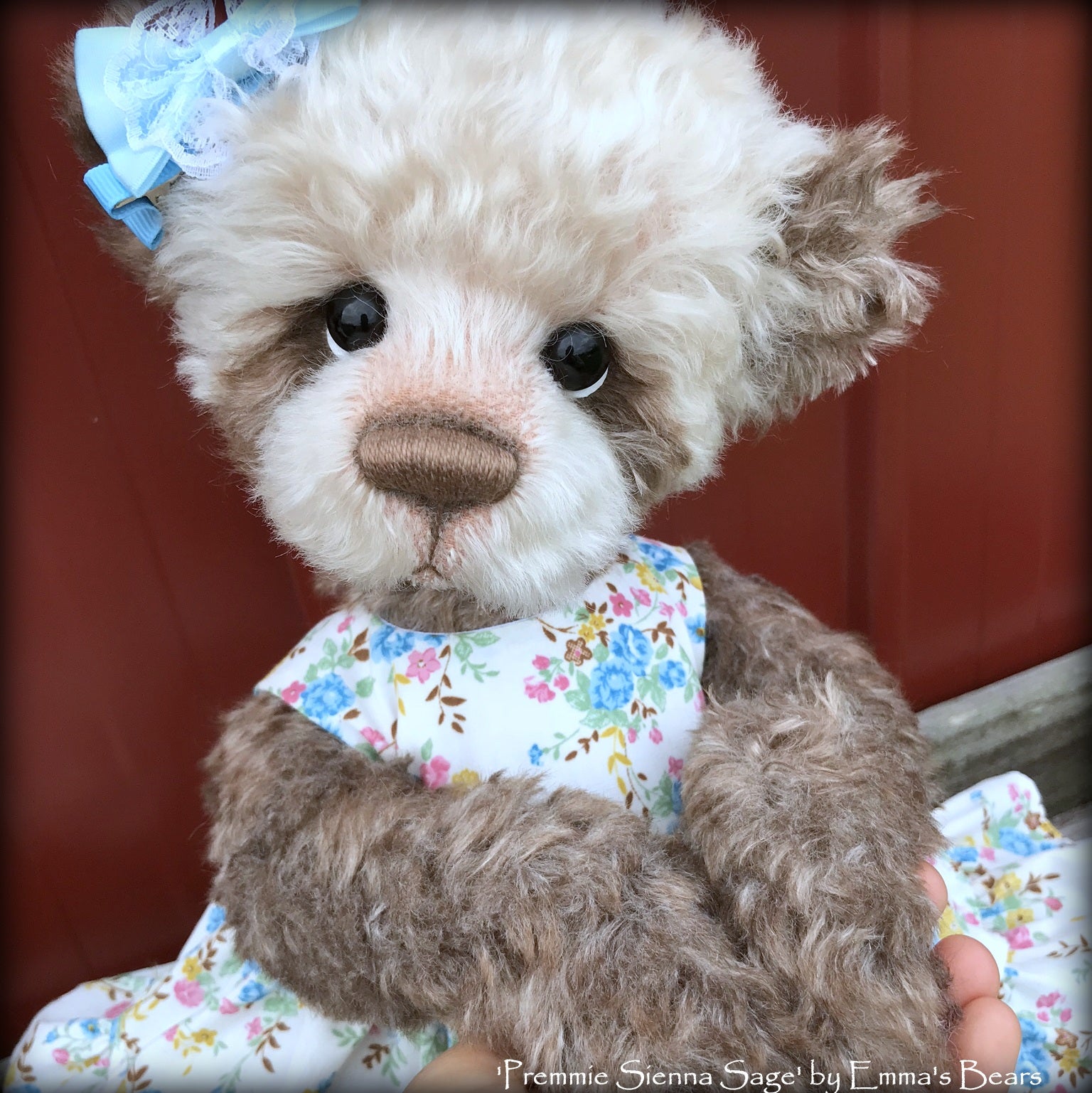 Premmie Sienna Sage - 16in hand dyed MOHAIR Artist baby style Bear by Emmas Bears - OOAK