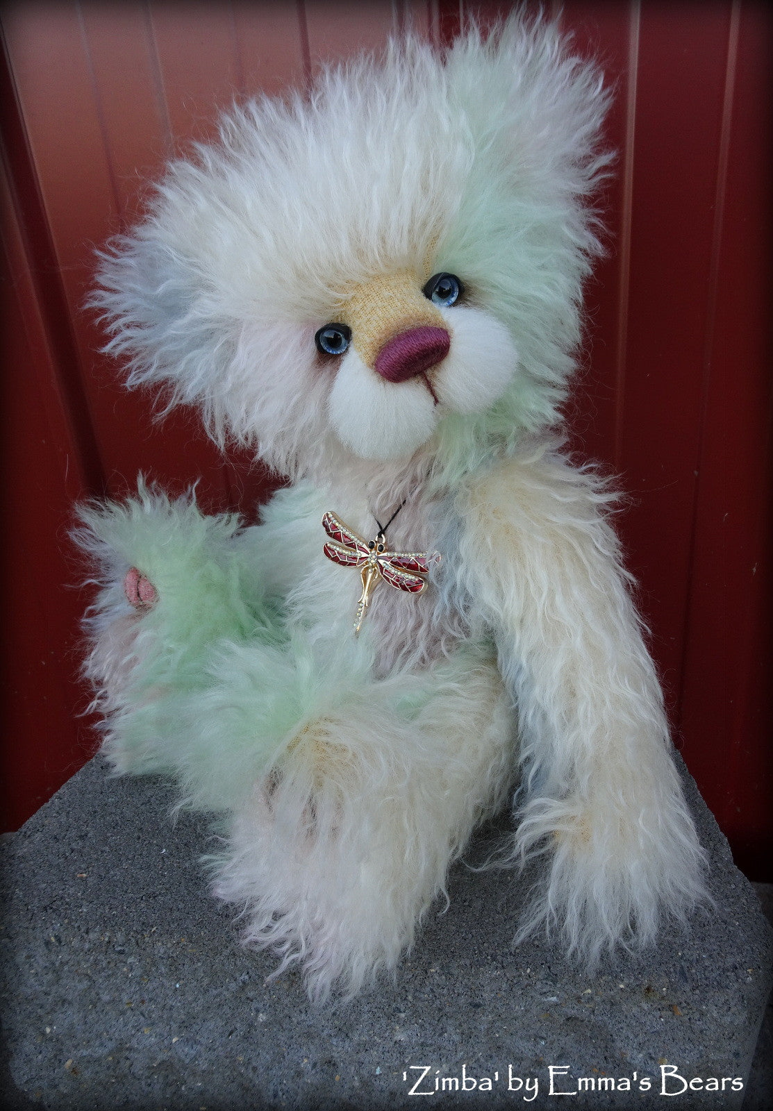 Zimba - 13" patchwork mohair panda bear by Emmas Bears - OOAK