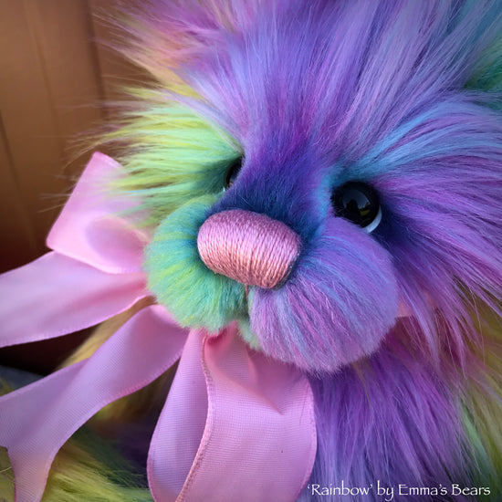 Rainbow - 13" faux fur Artist Bear by Emma's Bears - OOAK