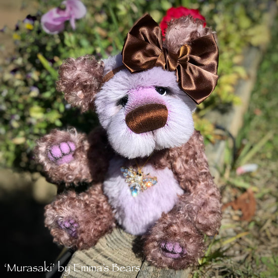 Murasaki- 11" Hand Dyed Kid Mohair and Alpaca Artist Bear by Emma's Bears - OOAK