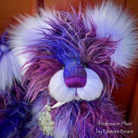 Professor Plum - 15IN faux fur bear by Emmas Bears - OOAK
