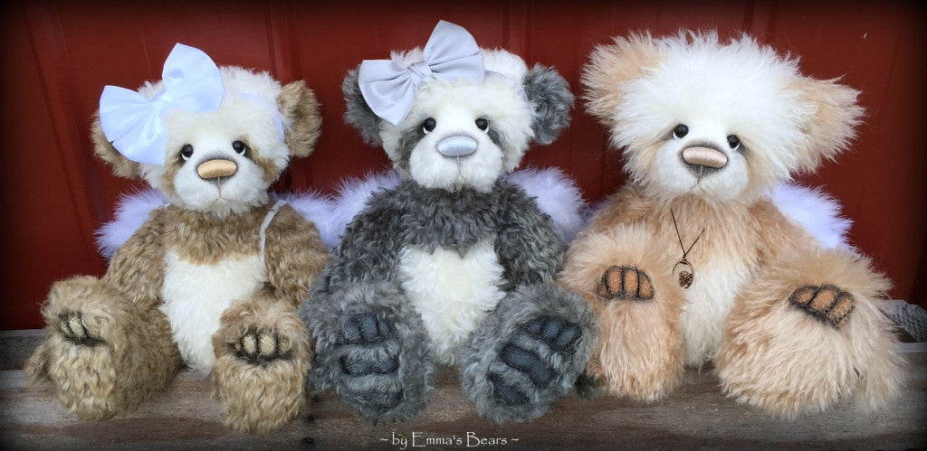 Angel - 16" mohair angelwing artist panda bear by Emmas Bears - OOAK