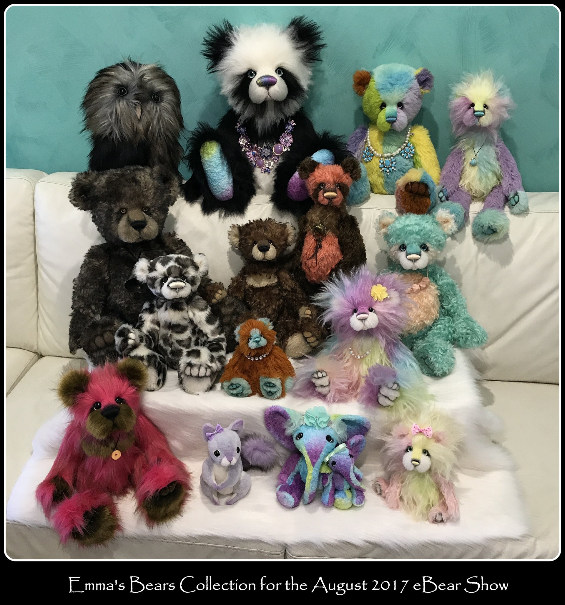 Smooch - 5in Hand-dyed viscose Artist Elephant by Emmas Bears - OOAK