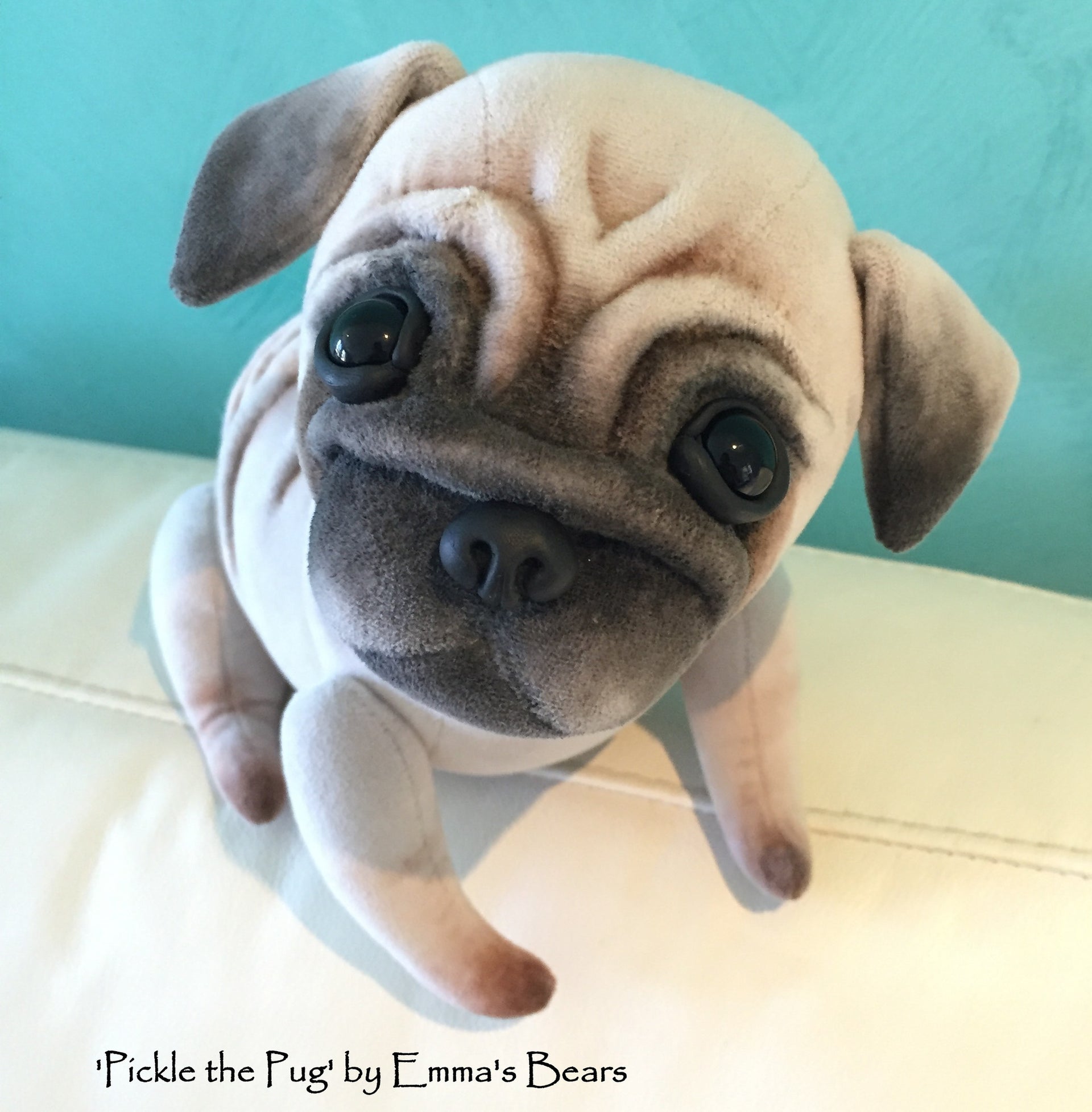 Pickle the Pug - 10IN soft sculpture pug puppy by Emmas Bears - OOAK