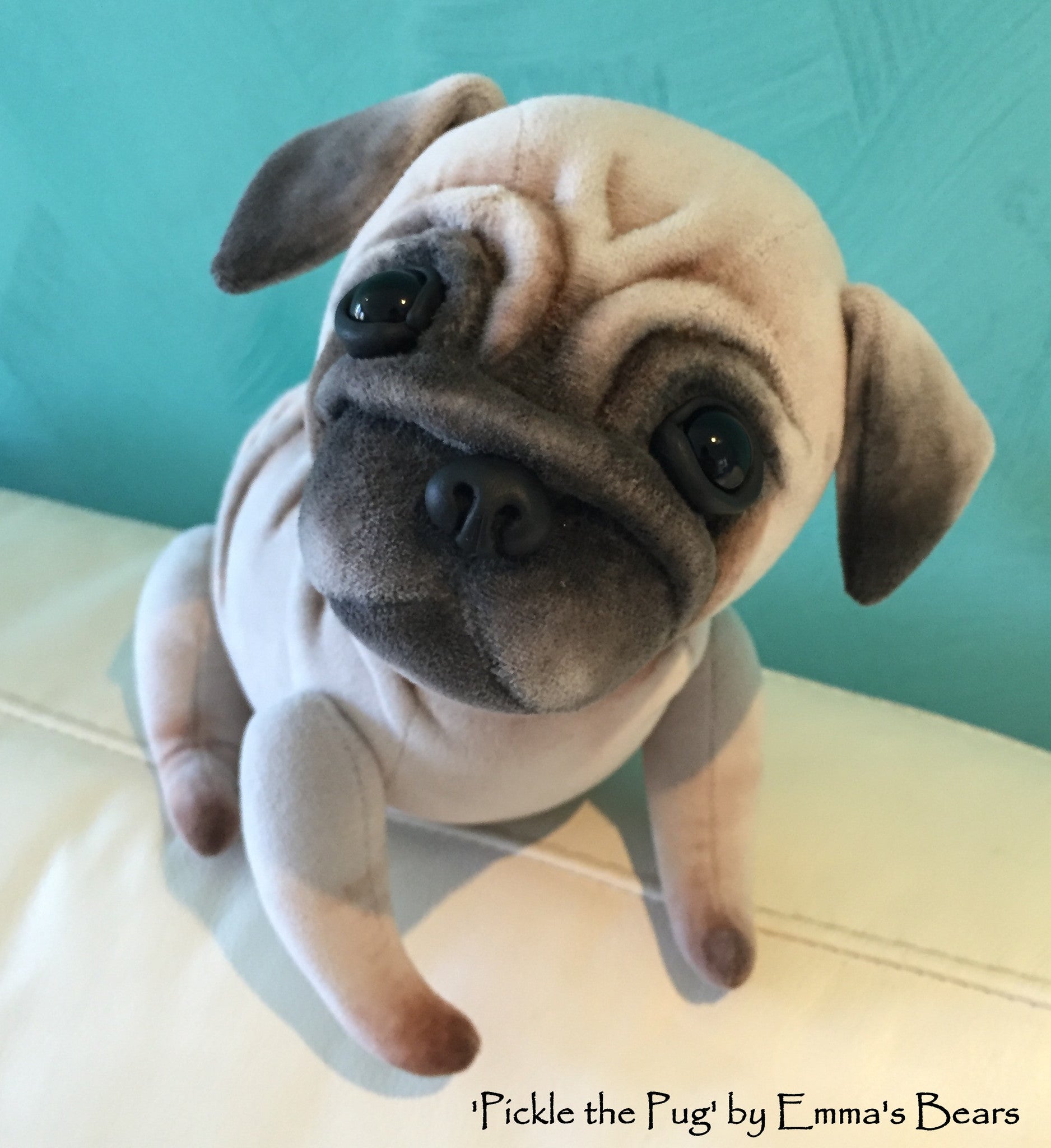 Pickle the Pug - 10IN soft sculpture pug puppy by Emmas Bears - OOAK