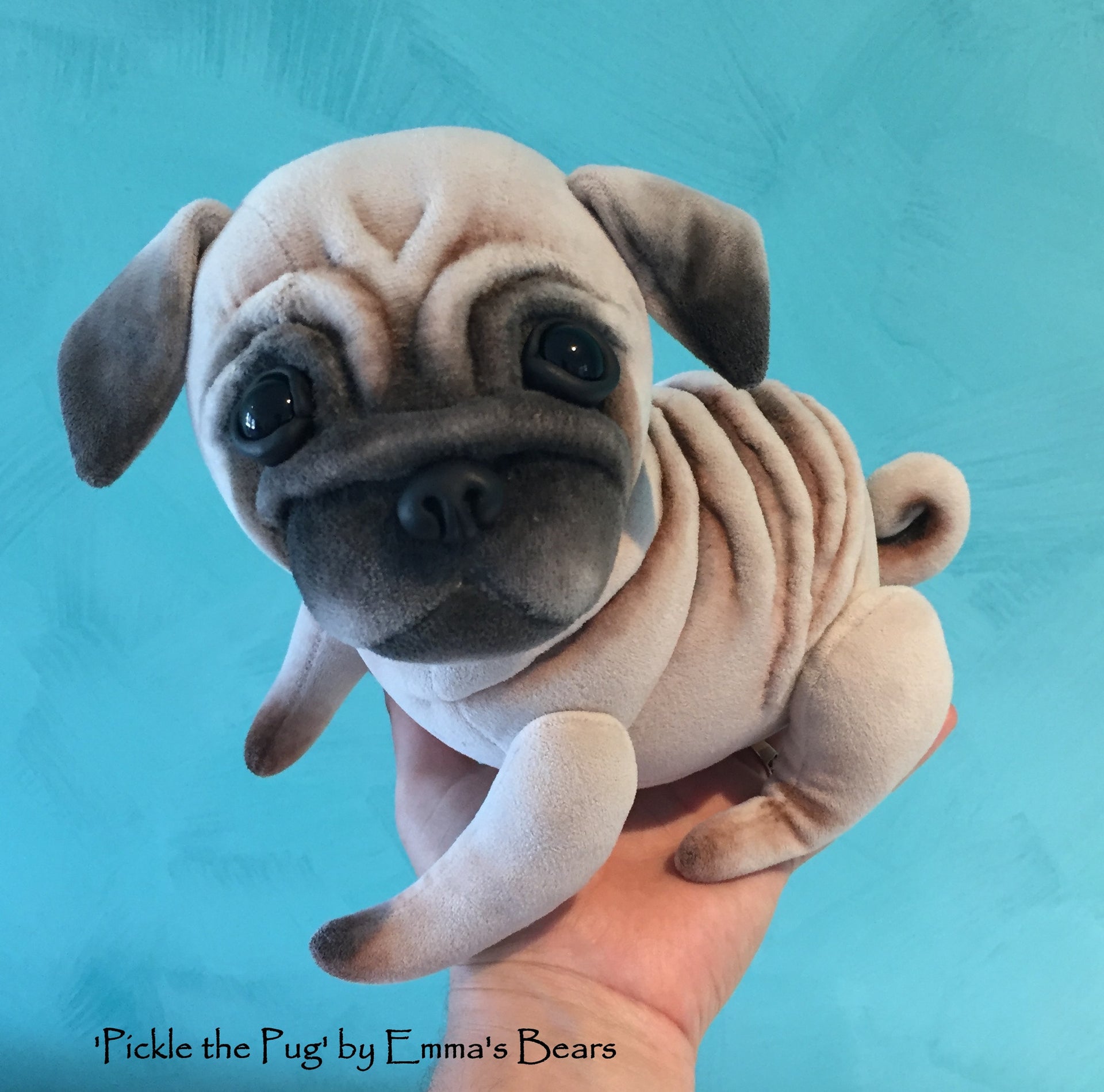 Pickle the Pug - 10IN soft sculpture pug puppy by Emmas Bears - OOAK