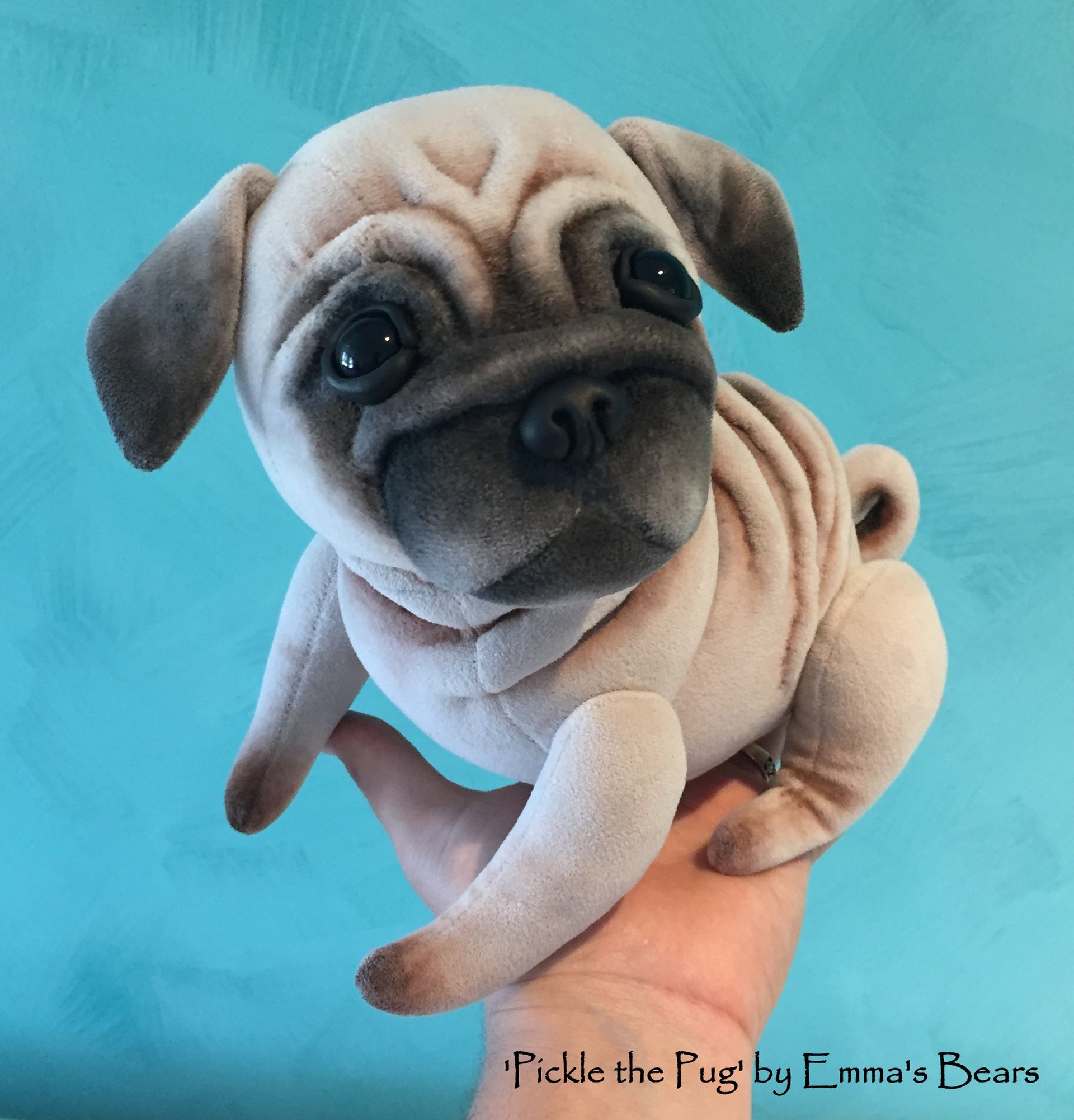Pickle the Pug - 10IN soft sculpture pug puppy by Emmas Bears - OOAK