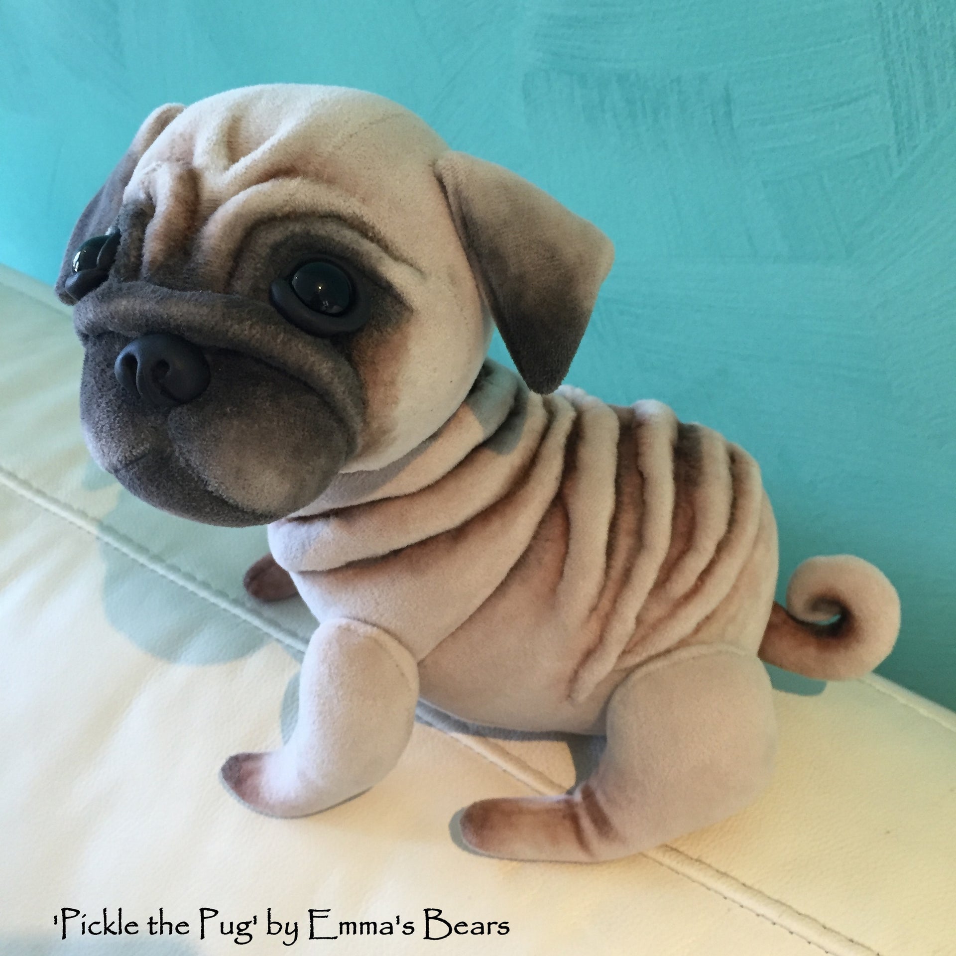 Pickle the Pug - 10IN soft sculpture pug puppy by Emmas Bears - OOAK