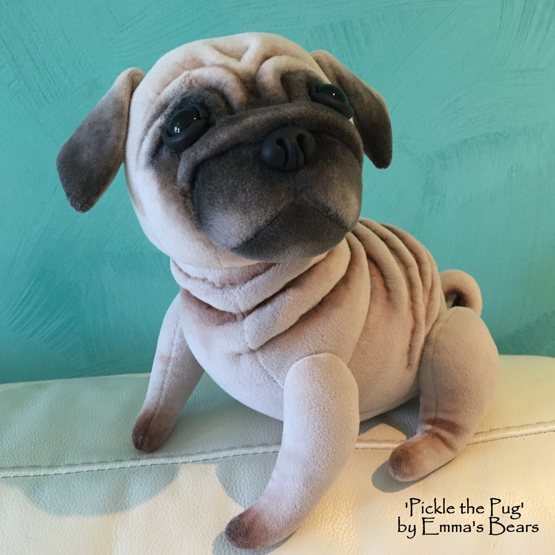 Pickle the Pug - 10IN soft sculpture pug puppy by Emmas Bears - OOAK