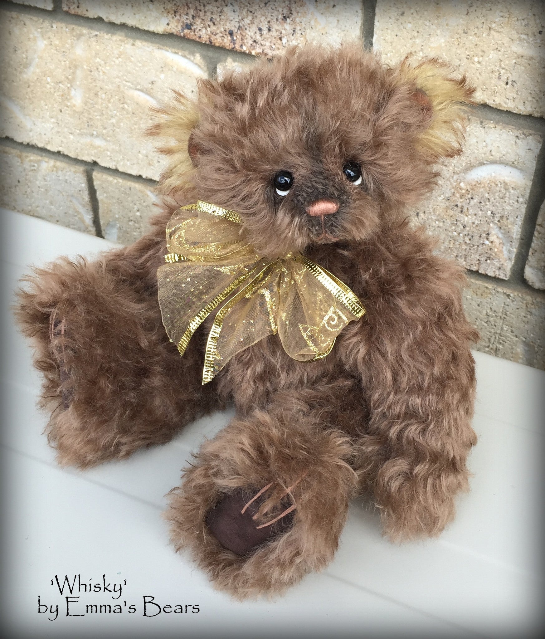 Whisky - 10" choc kid mohair bear by Emmas Bears - OOAK