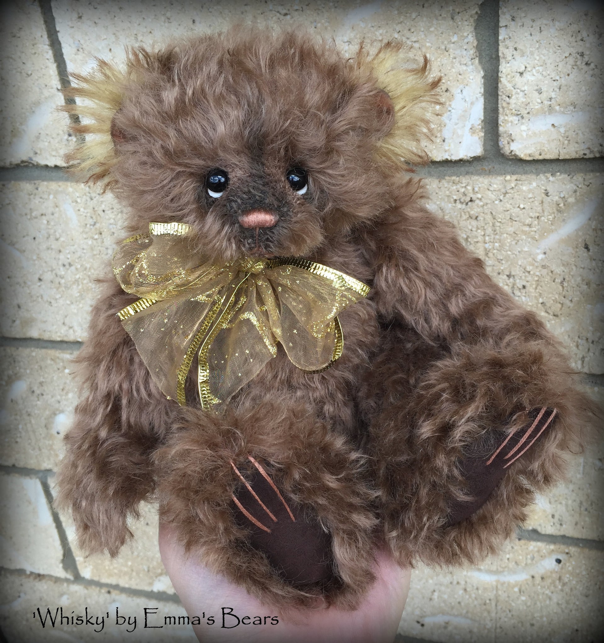 Whisky - 10" choc kid mohair bear by Emmas Bears - OOAK